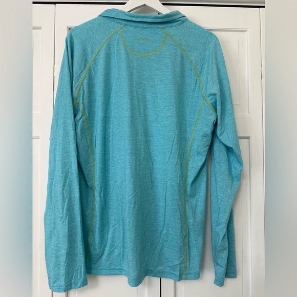 Orvis Trout Bum Shirt Womens Size XL Heathered Turquoise 1/4 Zip Stretch Outdoor - Picture 6 of 11